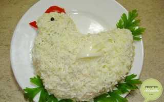 Салат курочка ряба с ананасом и грецким